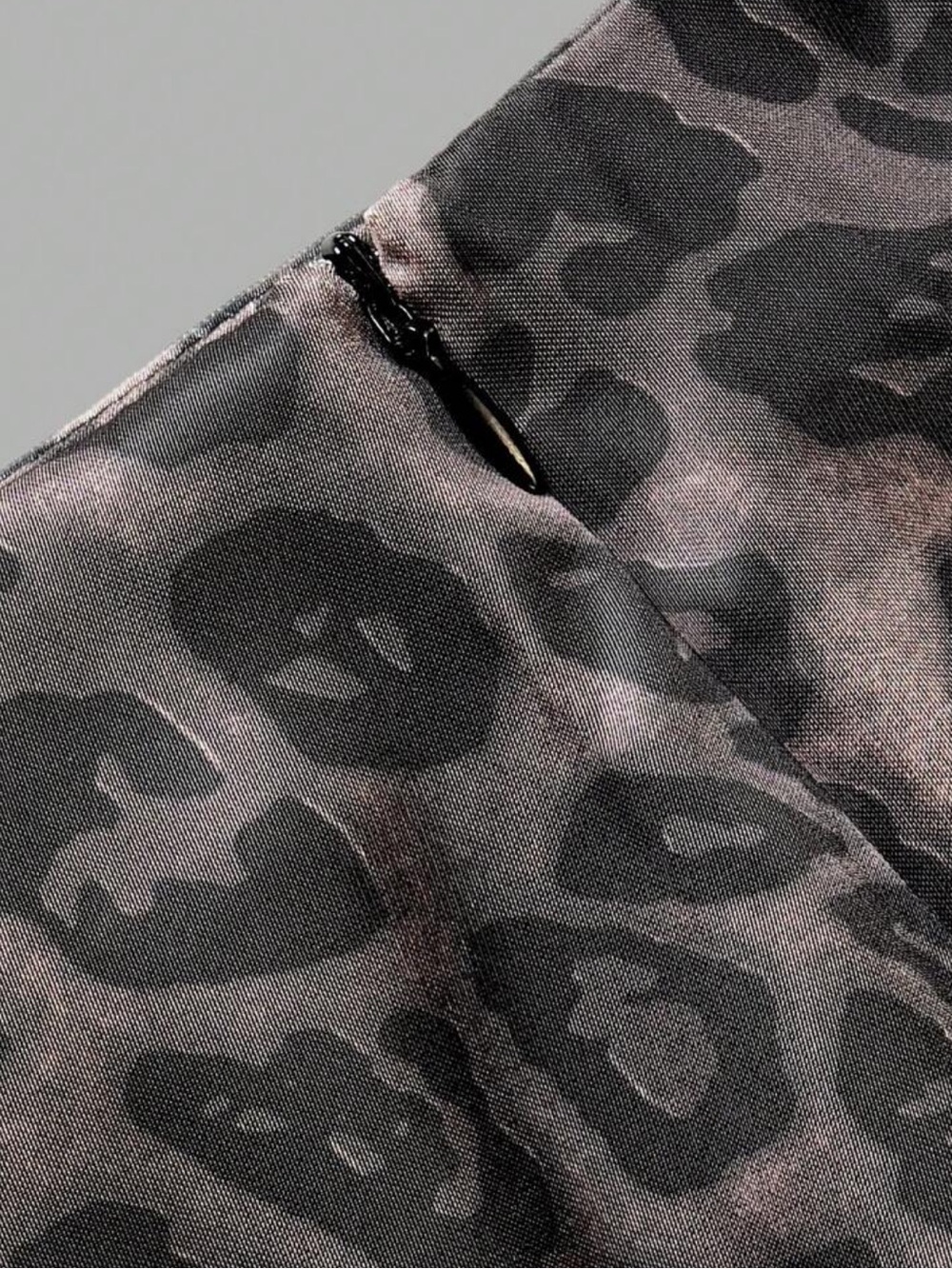 Leopard Print Satin Slip Midi Skirt with Lace Trim - Picture 4 of 10